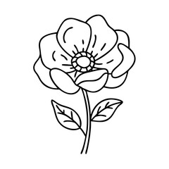poppy flower icon, poppy flower line art - simple line art of poppy flower, perfect for poppy flower logos and icons