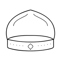 prayer cap taqiyah icon, prayer cap taqiyah line art - simple line art of prayer cap taqiyah, perfect for prayer cap taqiyah logos and icons