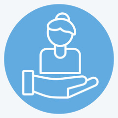 Icon Caring For Women. related to Feminism symbol. blue eyes style. design editable