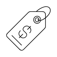 price tag with dollar sign icon, price tag with dollar sign line art - simple line art of price tag with dollar sign, perfect for price tag with dollar sign logos and icons
