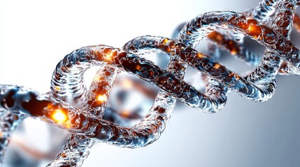 Glowing dna strand closeup