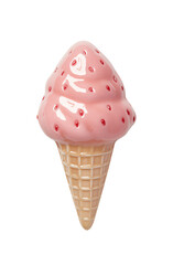 3D whole delicious strawberry soft ice cream  isolated on white 