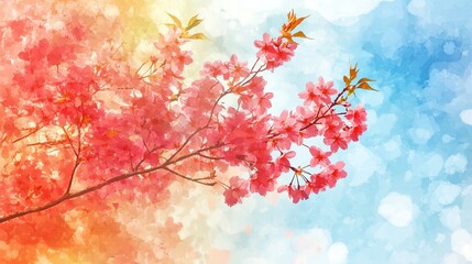 Fototapeta premium Colorful AI spring watercolor