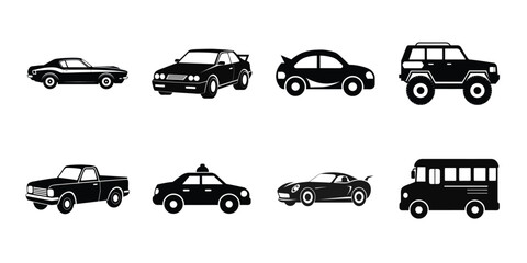 Fototapeta premium set of cars silhouettes on white background 