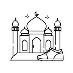 shoes outside mosque icon, shoes outside mosque line art - simple line art of shoes outside mosque, perfect for shoes outside mosque logos and icons