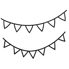 Romantic Bunting with Hearts Outline