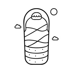 sleeping bag for mina tents icon, sleeping bag for mina tents line art - simple line art of sleeping bag for mina tents, perfect for sleeping bag for mina tents logos and icons
