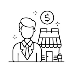 small business owner icon, small business owner line art - simple line art of small business owner, perfect for small business owner logos and icons