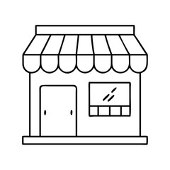 small shop storefront icon, small shop storefront line art - simple line art of small shop storefront, perfect for small shop storefront logos and icons