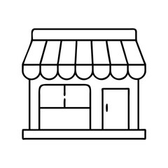 small shop storefront icon, small shop storefront line art - simple line art of small shop storefront, perfect for small shop storefront logos and icons