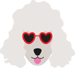 Cute dog puppy heads sunglasses heart icon