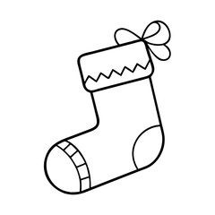 sock shaped gift icon, sock shaped gift line art - simple line art of sock shaped gift, perfect for sock shaped gift logos and icons