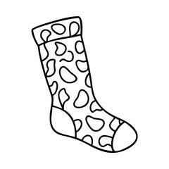 sock with animal print icon, sock with animal print line art - simple line art of sock with animal print, perfect for sock with animal print logos and icons