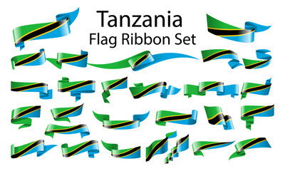Tanzania ribbon flag set