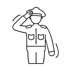 soldier saluting icon, soldier saluting line art - simple line art of soldier saluting, perfect for soldier saluting logos and icons
