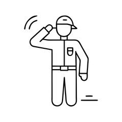 soldier saluting icon, soldier saluting line art - simple line art of soldier saluting, perfect for soldier saluting logos and icons