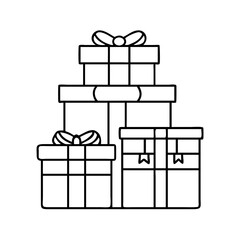 stack of gift boxes icon, stack of gift boxes line art - simple line art of stack of gift boxes, perfect for stack of gift boxes logos and icons