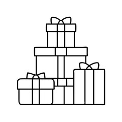 stack of gift boxes icon, stack of gift boxes line art - simple line art of stack of gift boxes, perfect for stack of gift boxes logos and icons
