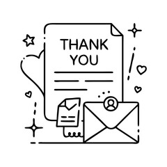 thank you note for customers icon, thank you note for customers line art - simple line art of thank you note for customers, perfect for thank you note for customers logos and icons