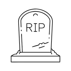 tombstone with rip text icon, tombstone with rip text line art - simple line art of tombstone with rip text, perfect for tombstone with rip text logos and icons