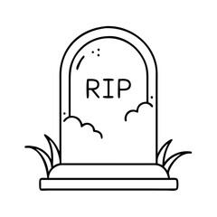 tombstone with rip text icon, tombstone with rip text line art - simple line art of tombstone with rip text, perfect for tombstone with rip text logos and icons