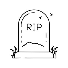 tombstone with rip text icon, tombstone with rip text line art - simple line art of tombstone with rip text, perfect for tombstone with rip text logos and icons