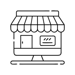 virtual storefront icon, virtual storefront line art - simple line art of virtual storefront, perfect for virtual storefront logos and icons