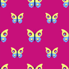 Seamless Pattern with Butterflies on a Pink Background