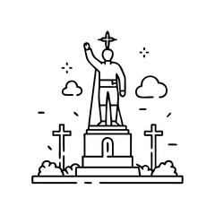 war memorial statue icon, war memorial statue line art - simple line art of war memorial statue, perfect for war memorial statue logos and icons