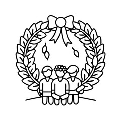 wreath laying ceremony icon, wreath laying ceremony line art - simple line art of wreath laying ceremony, perfect for wreath laying ceremony logos and icons