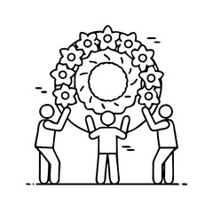 wreath laying ceremony icon, wreath laying ceremony line art - simple line art of wreath laying ceremony, perfect for wreath laying ceremony logos and icons