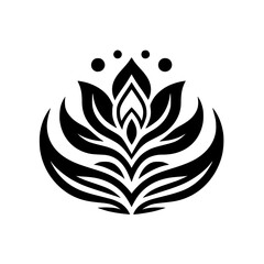 Fototapeta premium Black & White Floral Logo Design, Minimalist, Abstract, Elegant