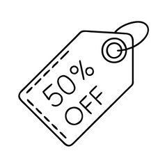  50 off tag icon, 50 off tag line art - simple line art of 50 off tag, perfect for 50 off tag logos and icons