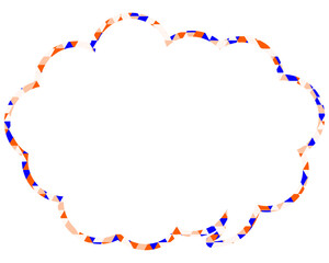 ステンドグラス風吹き出し　三角形模様　丸みのある雲形