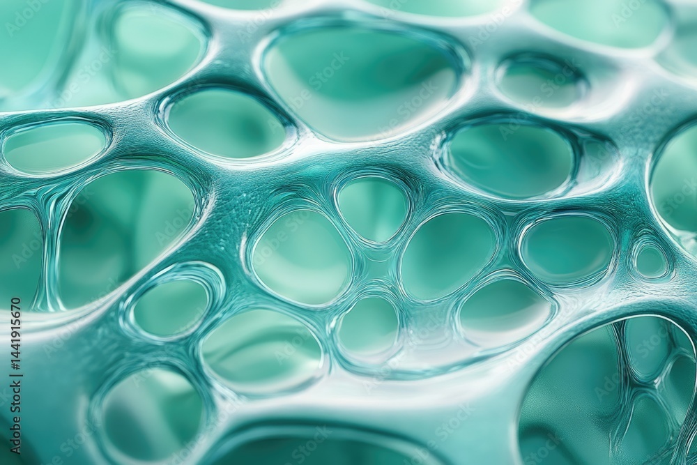 Poster Abstract teal, organic, interconnected structure resembling a network or cellular system.