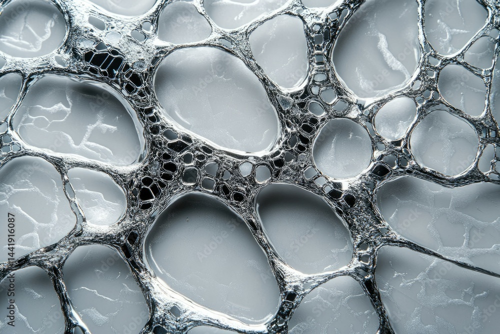 Poster Intricate silver network resembling a microscopic structure or abstract art.