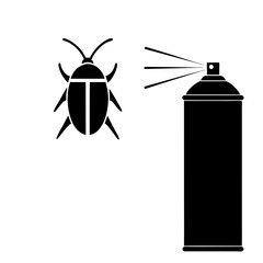 Black Silhouette Of Insecticide Spray Killing A Bug Illustration Vector Graphic