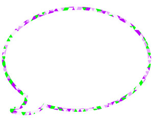 ステンドグラス風吹き出し　三角形模様　丸形