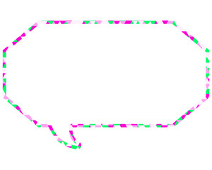ステンドグラス風吹き出し　三角形模様　細長い八角形