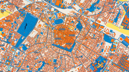 Colorful Modena Street Map with Labels and Buildings