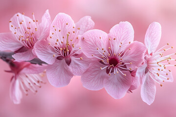 Obraz premium Springtime Blossom: Elegant Pink Cherry Blossoms for Floral Decor and Nature Art