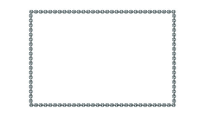 Vintage rectangular frame, metal chain, isolated. Empty copy space for paintings, mirrors or photo. Silver simple frame. Beautiful style decorative border, jewel deco elegant art object. Png illustrat