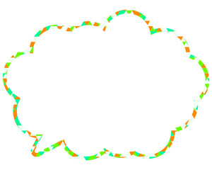 ステンドグラス風吹き出し　三角形模様　丸みのある雲形