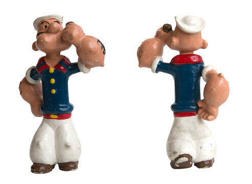 Figura original de Popeye el Marino recortada. Vista frontal y trasera.