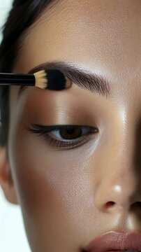 Close-up eye makeup application