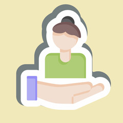 Sticker Caring For Women. related to Feminism symbol. design editable