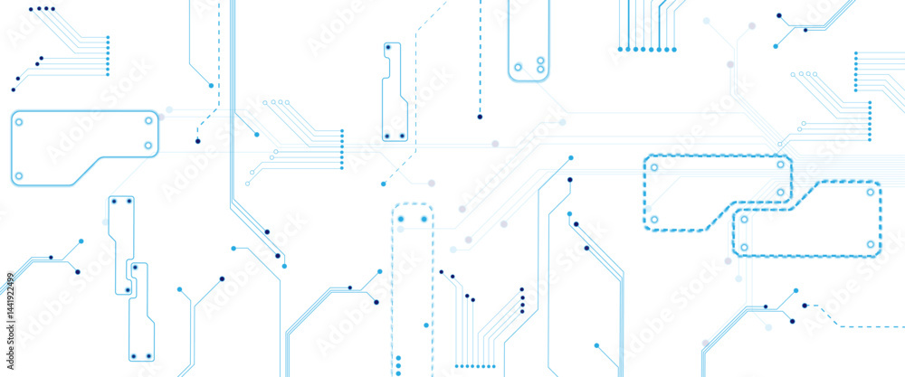 Poster Abstract CPU processor or semiconductor with Power icon with glowing pixels on technology circuit board.