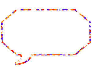 ステンドグラス風吹き出し　三角形模様　細長い八角形