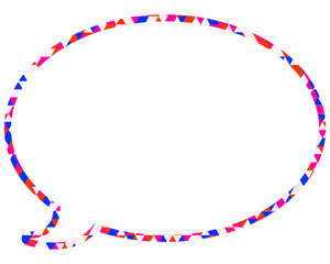 ステンドグラス風吹き出し　三角形模様　丸形