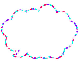 ステンドグラス風吹き出し　三角形模様　丸みのある雲形
